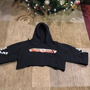 ~Mandalay Surf Company~ Vintage Cropped Hooded Sweatshirt